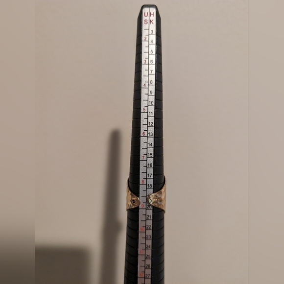 Artisan Handmade In Morocco Adjustable Blue Geode Wide Band Gold Ring Size 8.75 - Picture 8 of 8